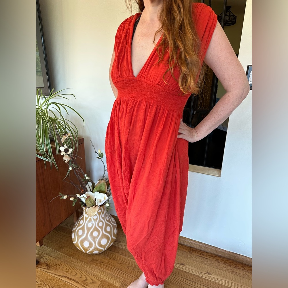 Free people red Gauze jumpsuit